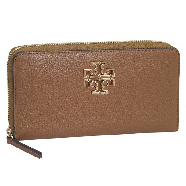 トリーバーチ 財布 レディース 長財布 アウトレット レザー ブラウン BRITTEN ZIP CONTINENTAL 141004-909 TORY BURCH