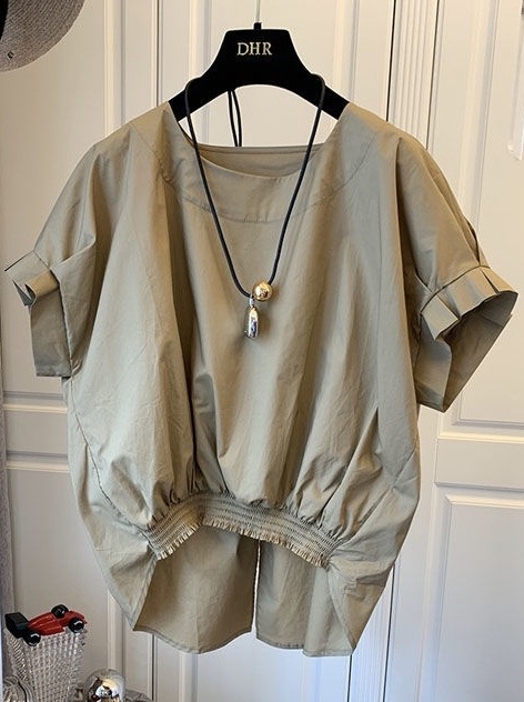 【人気上昇中】 おしゃれ度アップ 高見え リボン 切り替え プルオーバー シンプル ショート丈 半袖 Tシャツ