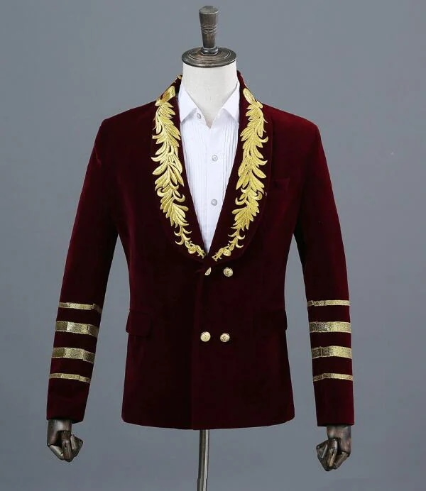 ステージ衣装 メンズ舞台スーツジャケット　厚手タキシード 秋冬演出服　刺しゅう　パールベロア 司会者 カラオケジャケット フォーマルスーツ パーティー 結婚式　 撮影衣装カラフル　ジャズダンス衣装