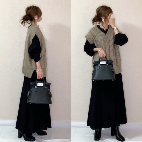 【再入荷予定】大人可愛い 組み合わせ自由 Vネック ニットベスト＋ワンピース２点セット レディース