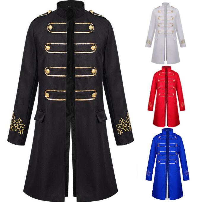 大人用コスチューム 舞台衣装 メンズロングジャケット ロングコート 刺繍 制服 欧風 ヨーロッパ風 マジシャン 伯爵 コスプレ ステージ衣装 ハロウィンコスチューム ハロウィンパーティー 舞台劇 学園