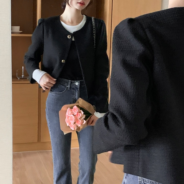 パフ袖ツイードジャケット jk2549