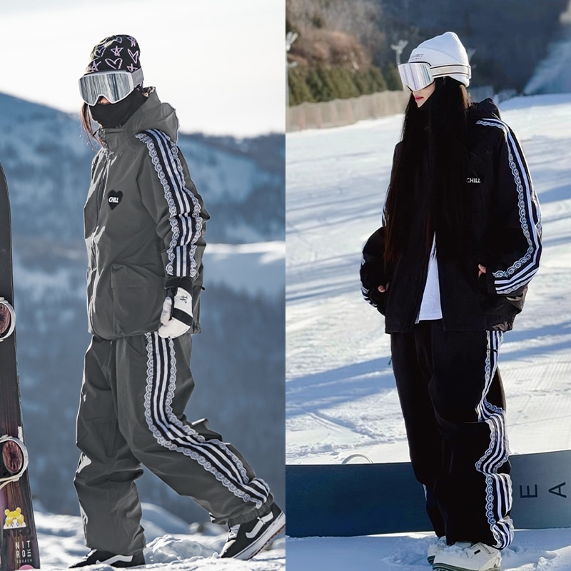 2024新作 スノーボードウェア 上下セット メンズ レディース ホワイト 撥水/防風/保温 男女通用 スキーウェア