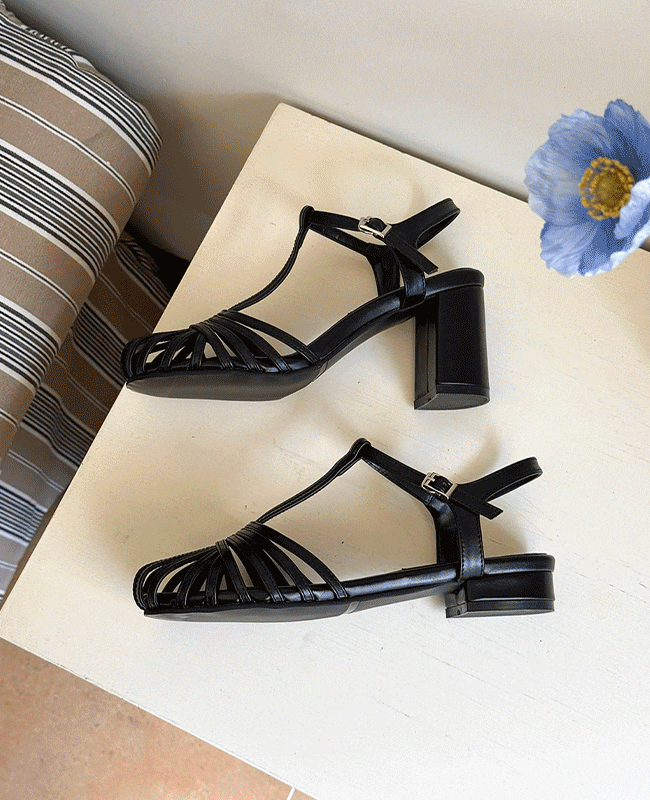 [MILOVANY] ノイストライプストラップサンダル2cm/8cm