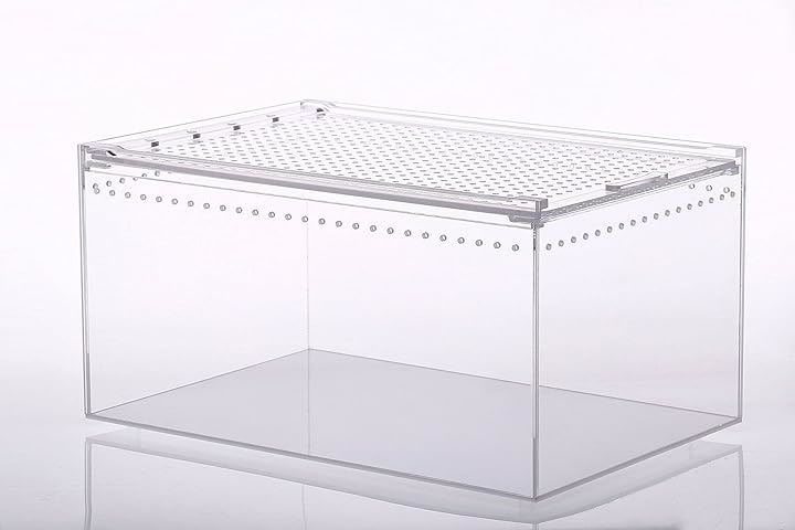 爬虫類 ケージ シェルター アクリル製 トカゲ 蛇 サソリ 飼育 ボックス(40x25x20cm)