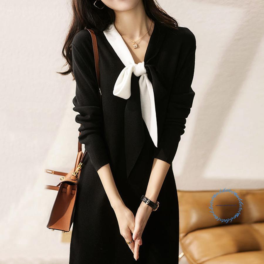 新商品 3日以内に出荷 ニットワンピース Vネック 秋冬ワンピ