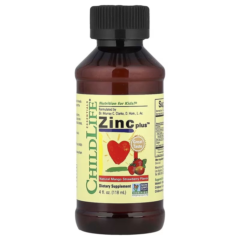 ChildLife Essentials Essentials（エッセンシャル） Zinc Plus（亜鉛プラス） 天然マンゴーイチゴ味 118ml（4液量オンス）