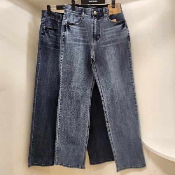 HC15 春 ビッグサイズ ウエストインバンド ウォッシング スパン ルーズフィット ジーンズ38,40,42 (E45727218)