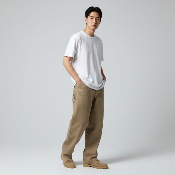 Garment-Washed Carpenter Pants_Beige