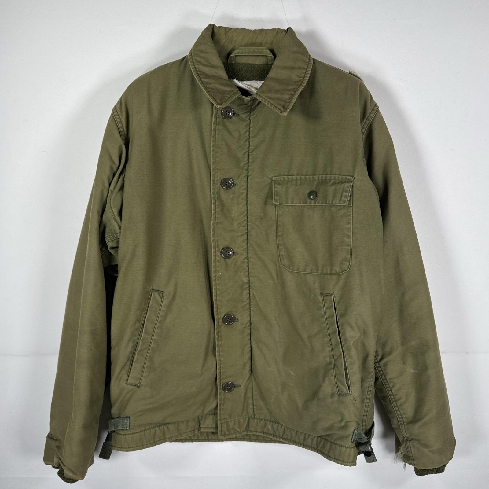 古着 70s/70年代 ヴィンテージ ミリタリージャケット A-2 デッキジャケット 実物 米軍 スコービルジッパー M オリーブグリーン メンズ