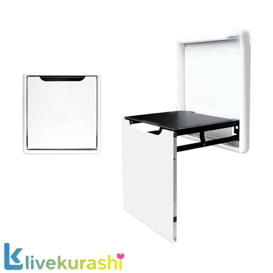 壁に取り付けられた折りたたみ椅子ポーチチェアドア靴キャビネット見えないフットスツール折りたたみ式椅子靴交換スツール省スペース耐荷重200KG 白