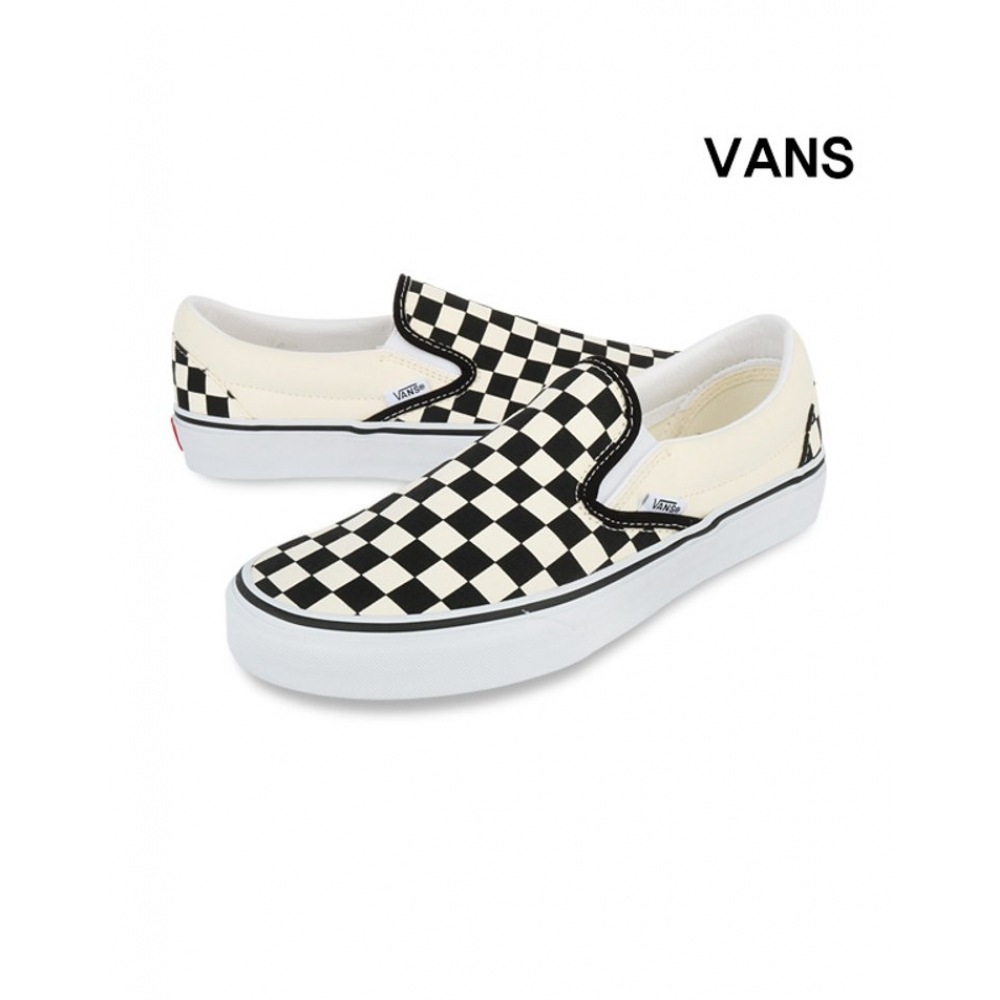 バンズスニーカーコアクラシックチェッカーボードスリッポンホワイト VN000EYEBWW