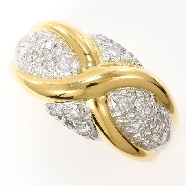 PT900 プラチナ K18YG リング 13号 ダイヤ 0.45 カード鑑別書 ジュエリー 中古