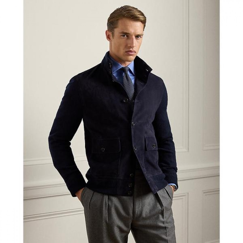 パープルラベルスエードフロントカシミアカーディガン (MNPLSWE16820034410)