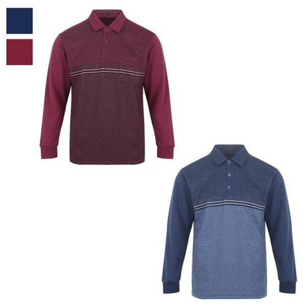 メンズ季節限定ソフト柄長袖襟付きTシャツ BGM-TSA-831