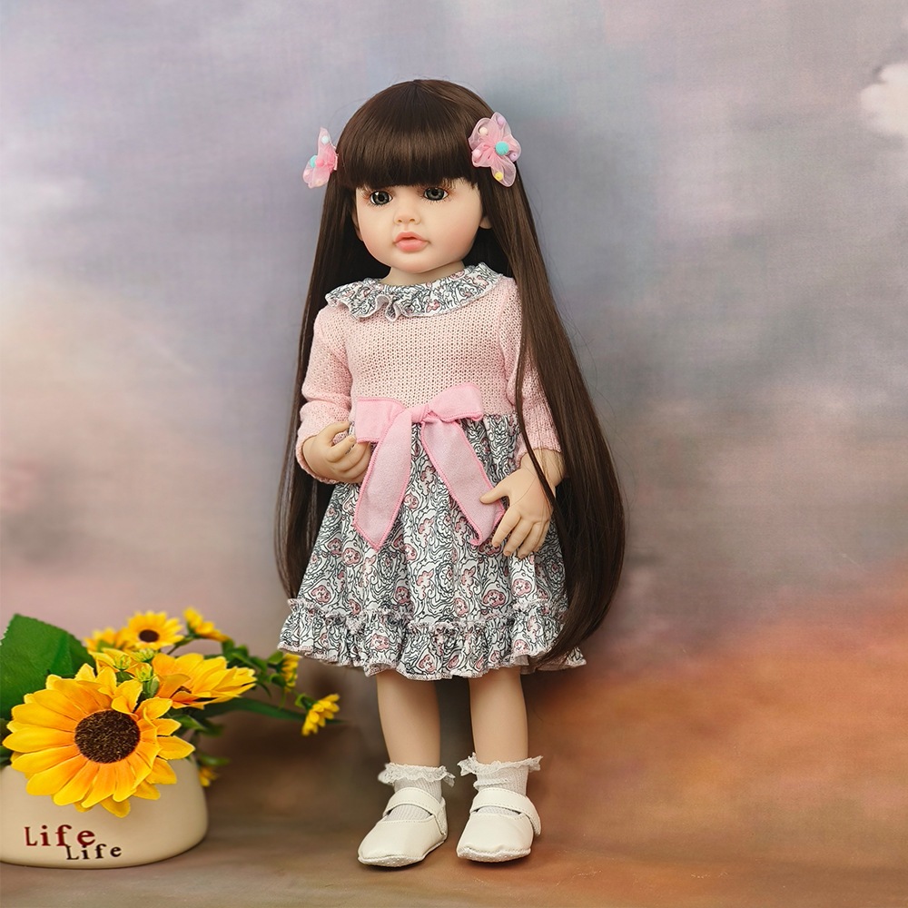 55cm リボーンドール Xinxin ロングヘア 女の子 フルプラスチックボディ 洗える かわいい シミュレーション プリンセス シミュレーション ベビー