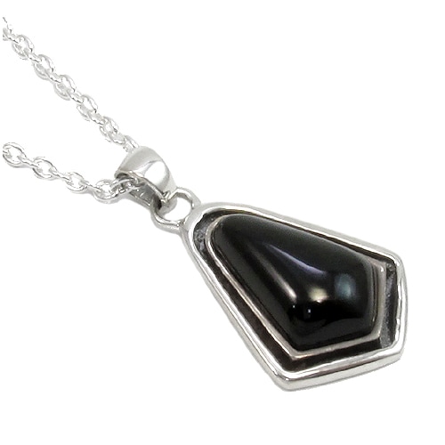 ブラックオニキスシルバーネックレス(チェーン付きペンダントトップ ペンダントヘッド) メンズ