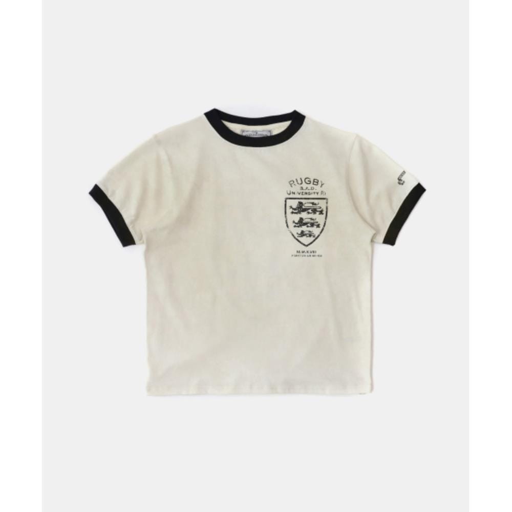 BADBLOOD Mystic Shield Print Ringer T-Shirt Cream w-tee2