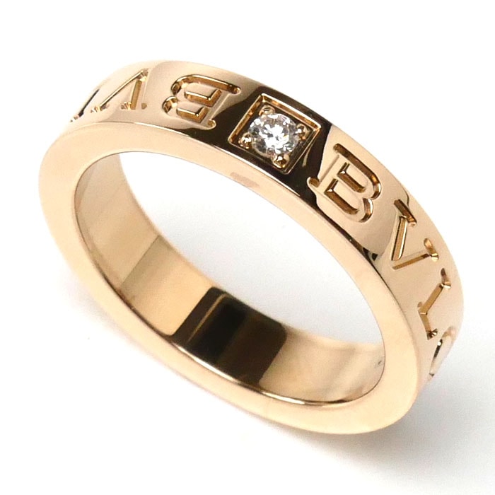 BVLGARI ブルガリ K18PG ピンクゴールド ダブルロゴ リング・指輪 341820 ダイヤモンド 9号 6.3g レディース 中古 美品