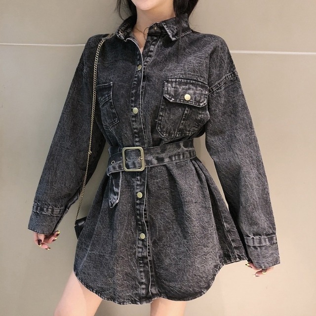 ワンピース デニムスカート デニムワンピース シャツワンピース 黒 ブラック 青 ブルー セクシー