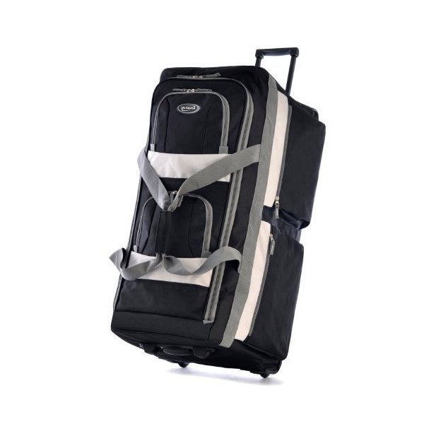 Olympia 8 Pocket Rolling Duffel Bag, Black, 33 inch 並行輸入品