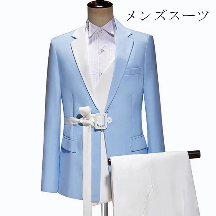 新品推奨価格破壊メンズスーツセット　M-3XL　派手おしゃれ紳士服　トップス パンツ ２点セット　結婚式二次会フォマールスーツ　ステージ衣装 メンズ ジャケット 男性 忘年会 新年会 発表会 ハロウィ