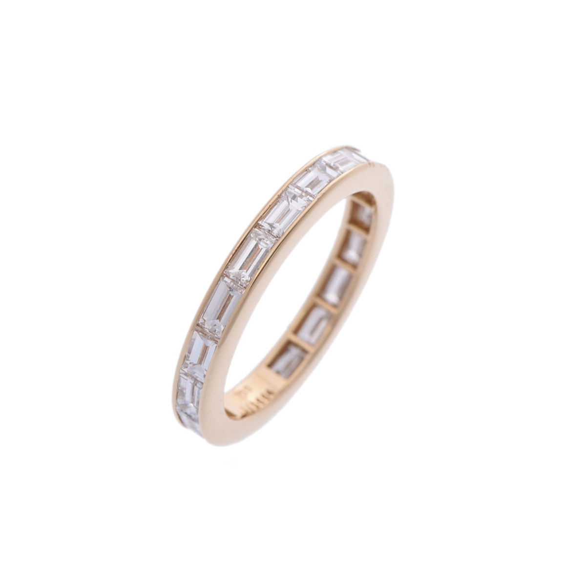 バゲットカット ダイヤ チャネルセット フルエタニティ #22 22号 レディース K18イエローゴールド リング・指輪 Aランク 中古 銀蔵