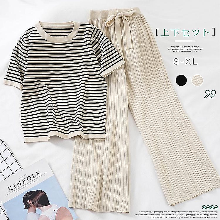 2FA178 セットアップ　Ｔシャツ ベスト　パンツ　レディース　半袖　スリット入り　ポケット　　フード付き　ドローコード　着痩せ キレイめ　夏　春　ストレッチ 通勤 オフィス 韓国フャッション