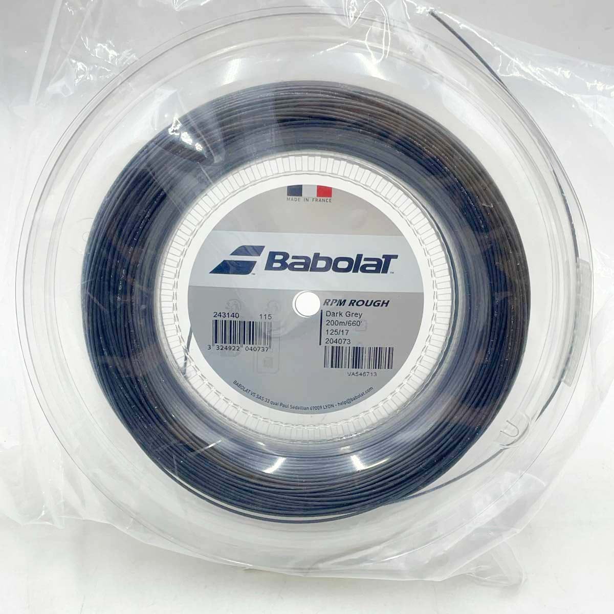 【中古・未使用品】バボラ RPM ROUGH 125 硬式テニス ストリング ガット 200m ロール ダークグレー 243140 BABOLAT 1.25mm