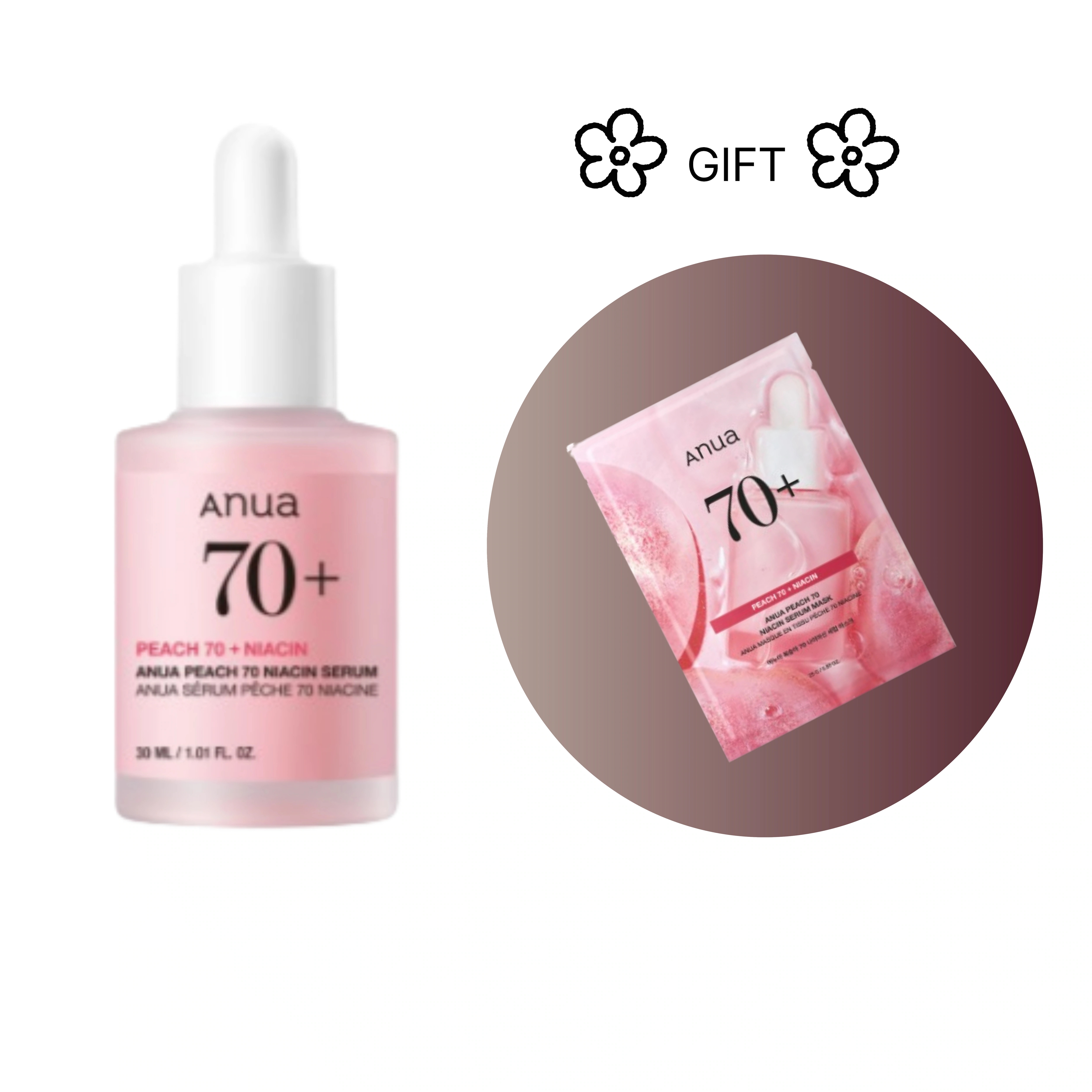 韓国化粧品 桃 70 ナイアシンセラム 肌のキメ肌のトーンくすみメラニン改善および水分増加保湿効果 マスクパック贈呈 30ml