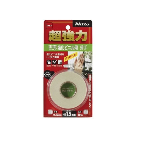 （まとめ）超強力両面テープ 塩化ビニル用（薄手） 15mmx10m T4570 1巻 [x5セット]