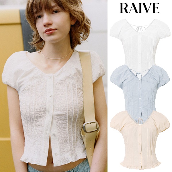 ピンタック Vネック ブラウス