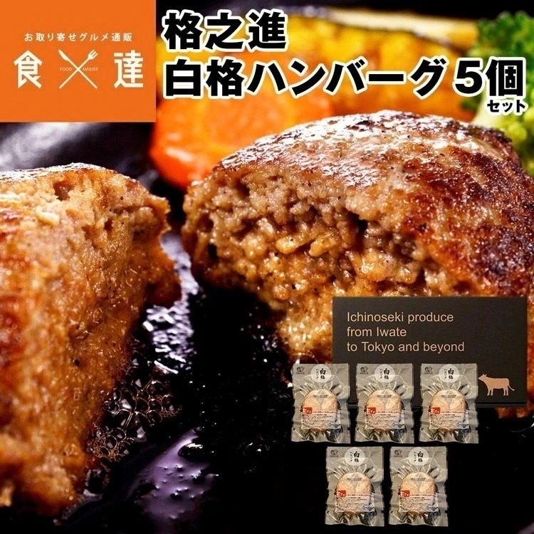 ハンバーグ 冷凍 ギフト 格之進 白格ハンバーグ 5個入 1個120g 国産 黒毛和牛 白金豚 冷凍便 同梱不可 産直 指定日不可