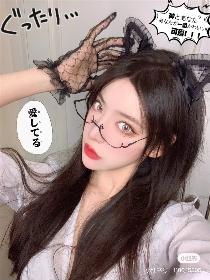 CSコミックガールロリータソフトガールレトロ二次元メガネフレームデコレーションミラ