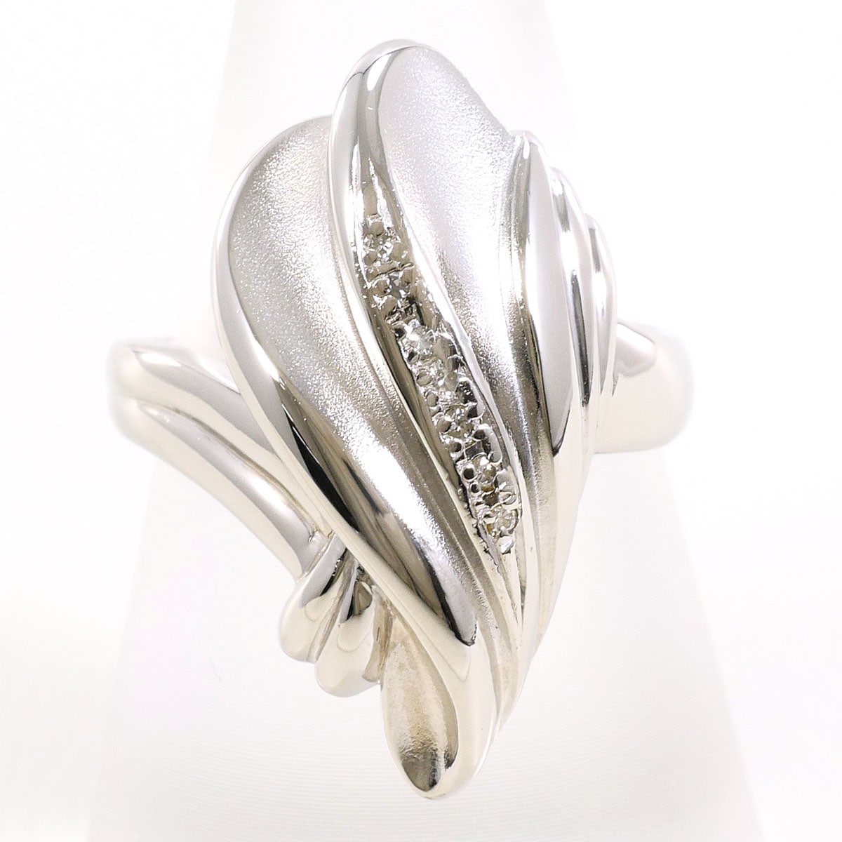 PT900 プラチナ リング・指輪 13号 ダイヤモンド 0.05ct カード鑑別書 総重量約11.0g 中古
