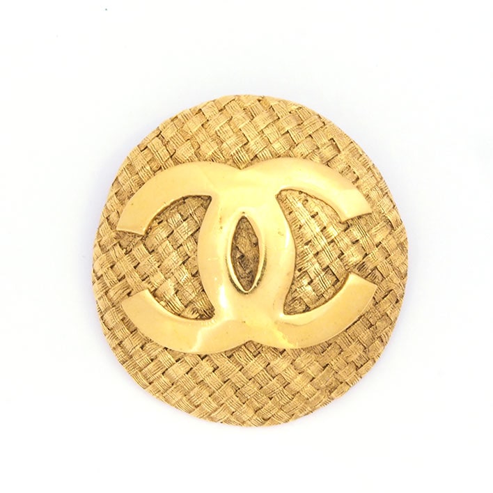 シャネル ココマーク ヴィンテージ サークル 編み込み CC 回転ピンタイプ 【ブローチ】