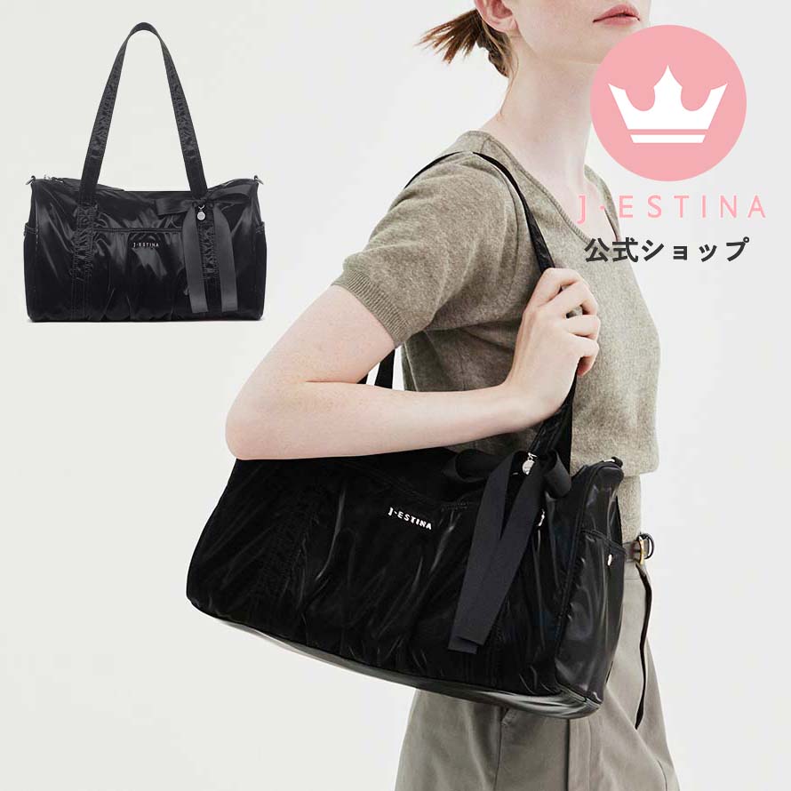 BALLO リボン＆ポーチ付きボストンバッグ(BLACK) 韓国ドラマ 韓国ファッション レディース アクセサリー