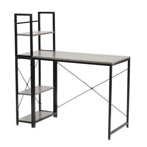 【国内発送】190【301556FAAオフィスチェア+パソコンデスク セット】【グレー】パソコンデスク ラック付き デスク ワークデスク 木製 学習デスク