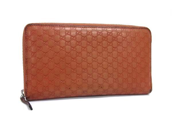 長財布 マイクロ グッチシマ オーガナイザー 233194 ブラウン系 レザー ユニセックス ラウンドファスナー【本物保証】