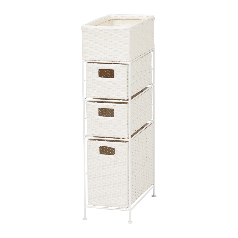 チェスト ランドリーチェスト ホワイト 幅20 引出し3段 すき間収納 アジャスター付