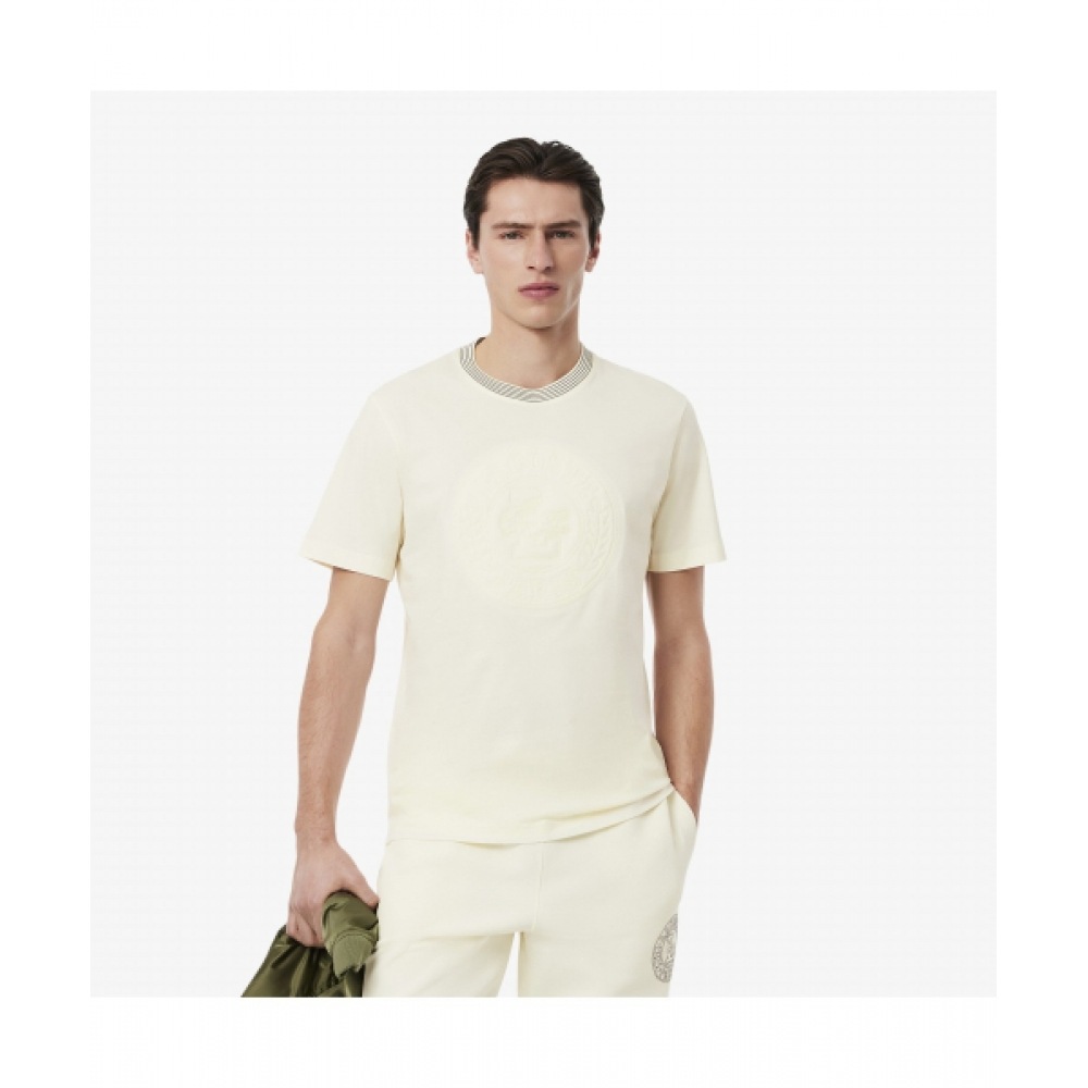 LACOSTE メンズシャドービッググラフィックショートスリーブ T シャツ [オフホワイト]