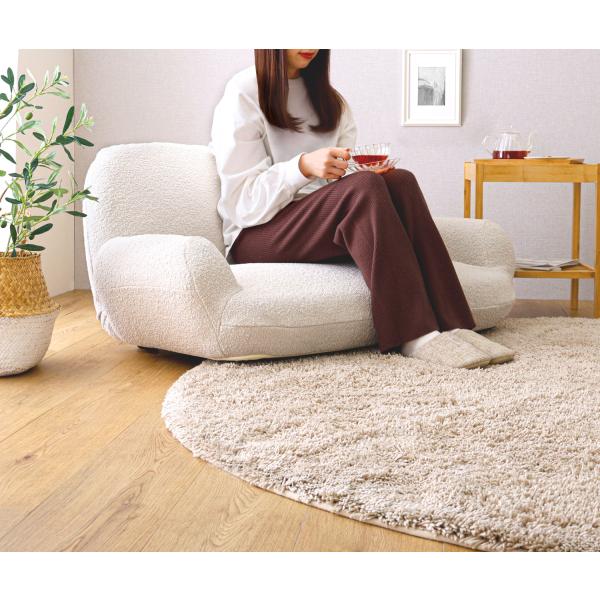 ソファー 2人掛け リクライニング かわいい レトロ ロータイプ ポケットコイル 日本製 ブークレ生地 完成品 二人掛け