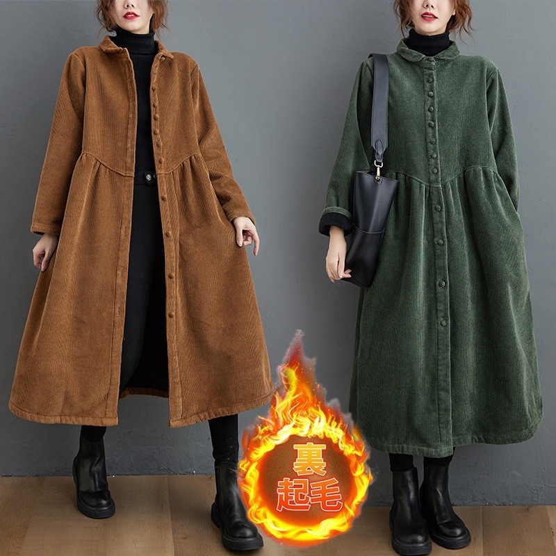 作登場ボアコートジャケットコートロングキルティングコーデュロイレディース裏起毛ボア防寒冬40アウター体型カバー大きいサイズ