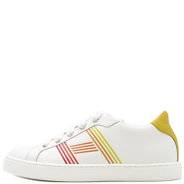 エルメス HERMES スニーカー アヴァンタージュ カーフ ホワイトXマルチカラー #36 H 白 赤 オレンジ 黄 ローカット 201114Z 【保存袋】【中古】