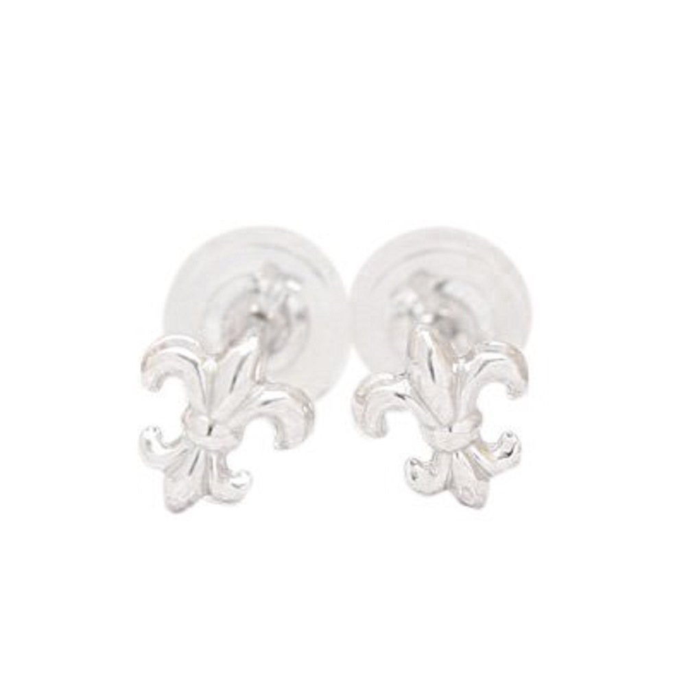 me on...K10ホワイトゴールド 百合の紋章フルールドゥリス アンティークピアス レディース 日本製 ユリ