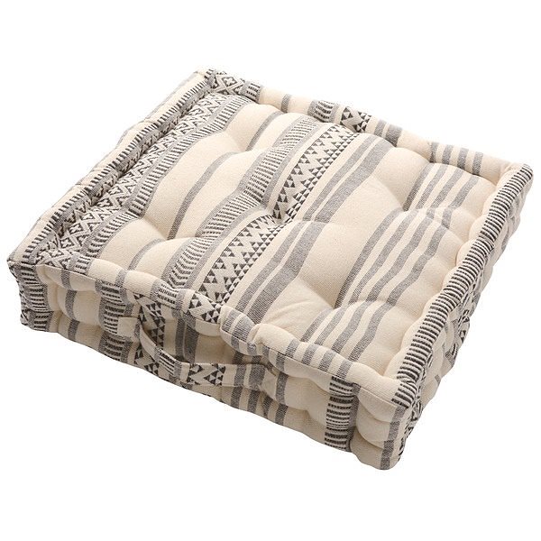 インド綿使用 フロアクッション/座布団 [2枚組 ブラック] 42x42x10cm 『テラ』