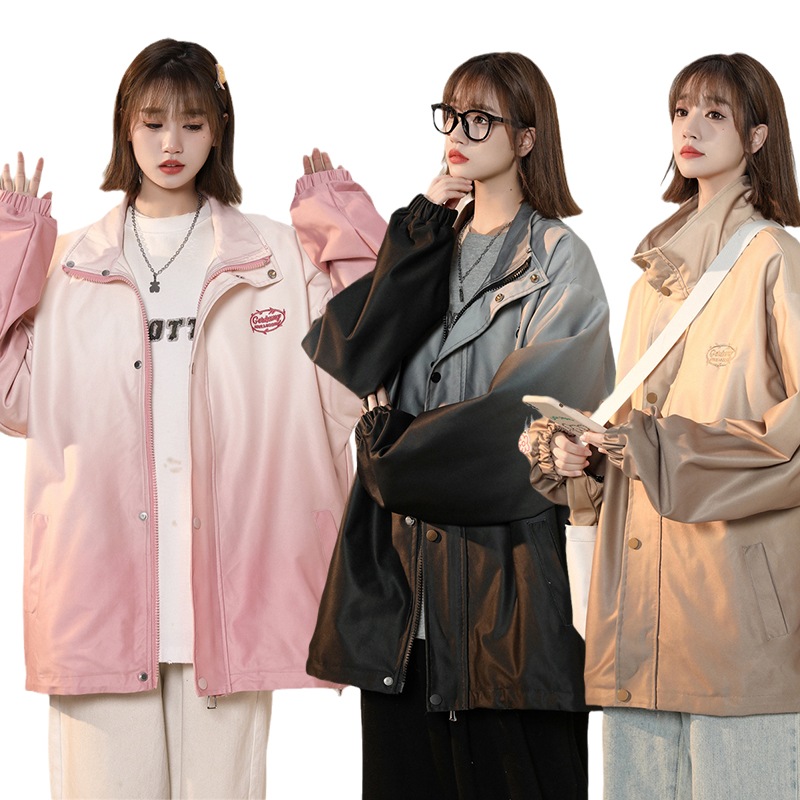 ブルゾン レディース ジャケット 春 男女兼用 ジップアップパーカー メンズ グラデーション アウター スタンドカラー コート カップル服 ゆったり 4,992円