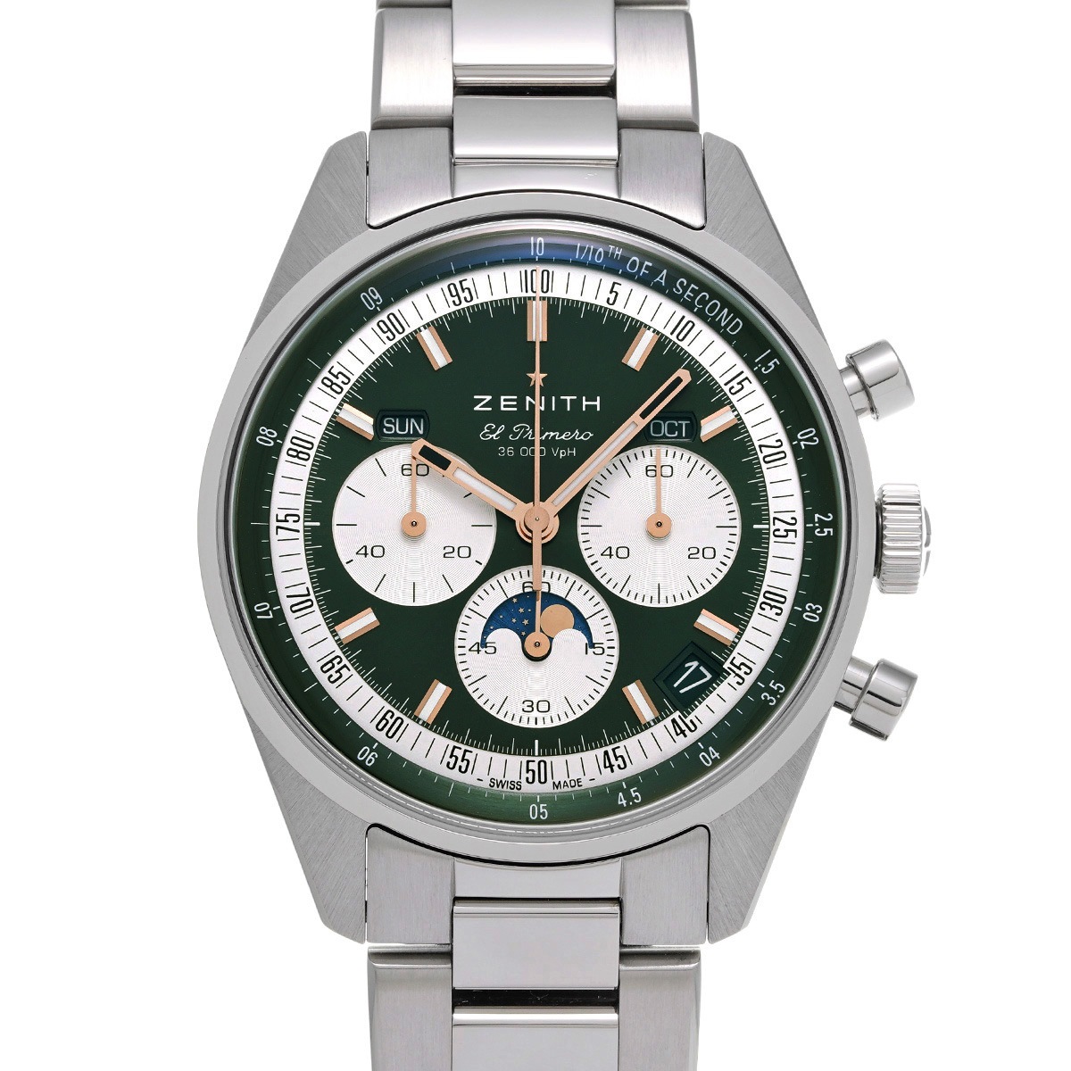 ゼニス クロノマスター ブティックエディション 03.3400.3610/40.M3200 オリーブグリーン/ホワイト メンズ 腕時計 自動巻き 中古 銀蔵 616,000円