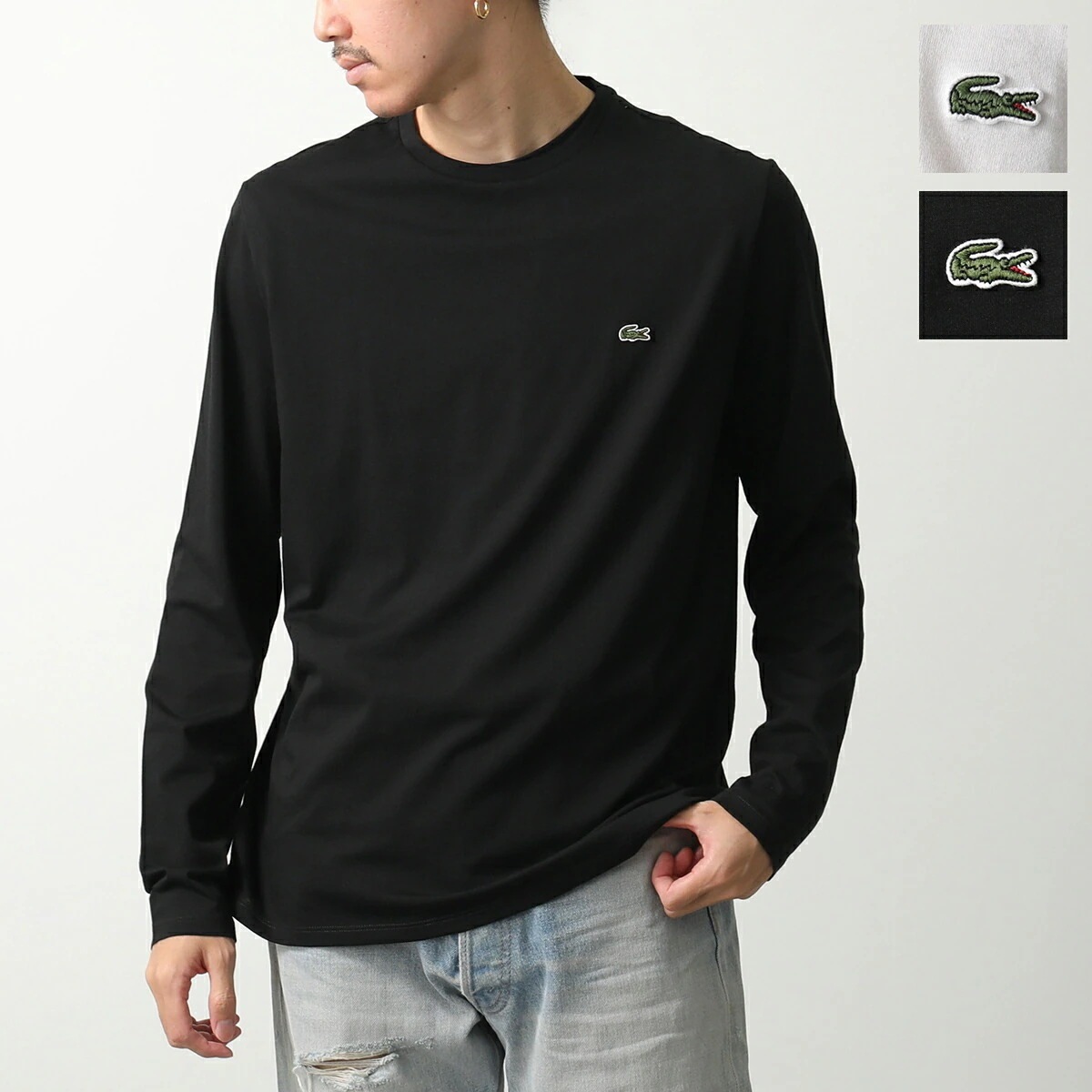 LACOSTE ラコステ Tシャツ TH6712 メンズ 長袖 カットソー コットン クルーネック ロンT ワニ ロゴ 刺繍 カラー2色 【mega】