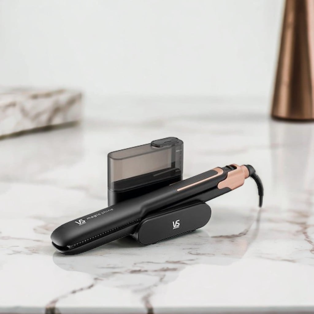 ヴィダルサスーン(Vidal Sassoon) ストレート ヘアアイロン スチームステーション マジックシャイン 5段階温度調節 給水タンク ブラック VSS-9900/KJ